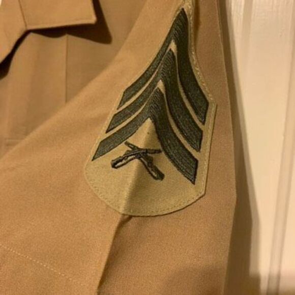 U.S. Marine Corps Men’s Size 16 Sargents Khaki Shade M-1 Uniform Shirt - Picture 3 of 6